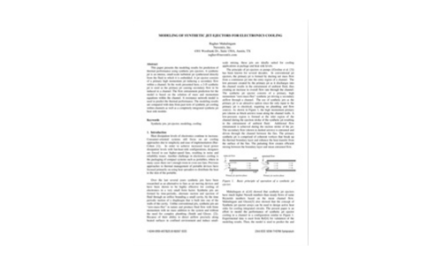 MODELING OF SYNTHETIC JET EJECTORS FOR ELECTRONICS COOLING